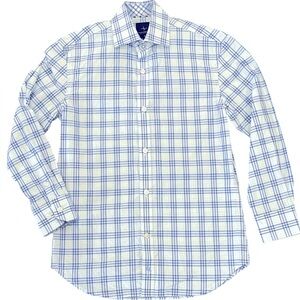 TAILORBYRD Boys Youth Blue Plaid Button Down Size 10 100% Cotton Dress Shirt